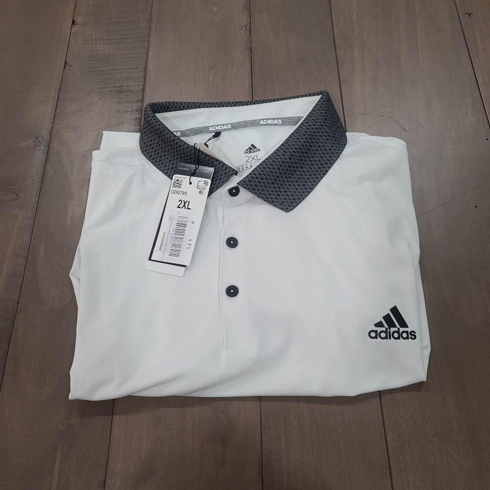 Mens White Adidas Polo